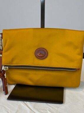 Dooney & Bourke Mustard Nylon Fold-Over Clutch Wristlet